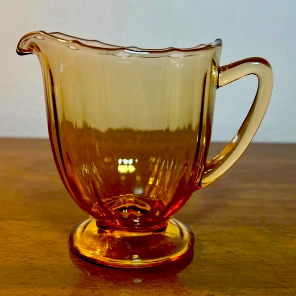 Vintage Amber Depression Glass Creamer
